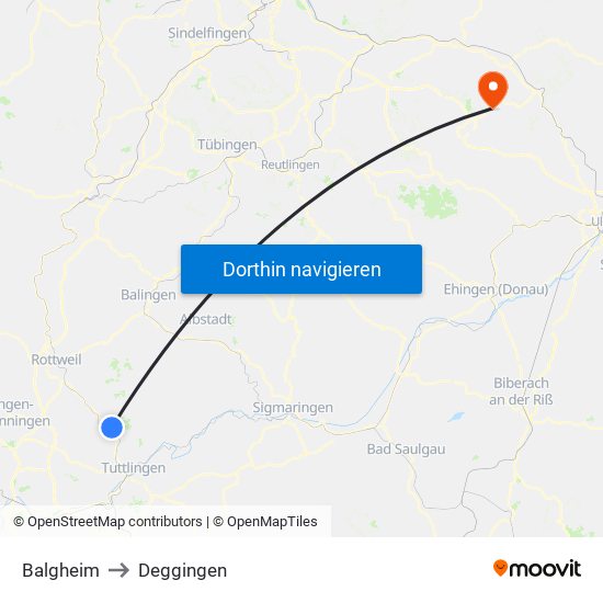 Balgheim to Deggingen map