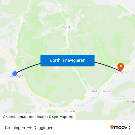Gruibingen to Deggingen map