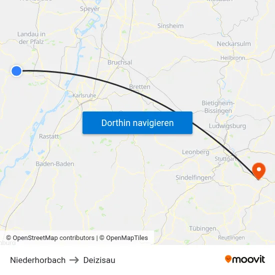 Niederhorbach to Deizisau map