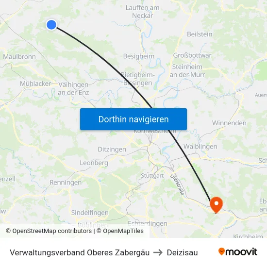 Verwaltungsverband Oberes Zabergäu to Deizisau map