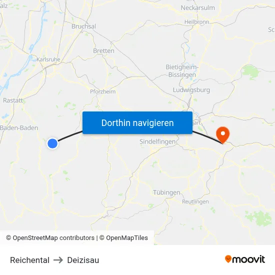 Reichental to Deizisau map