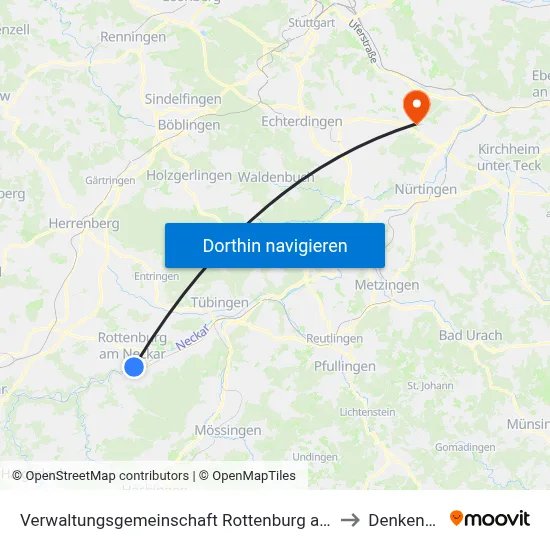 Verwaltungsgemeinschaft Rottenburg am Neckar to Denkendorf map