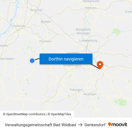 Verwaltungsgemeinschaft Bad Wildbad to Denkendorf map