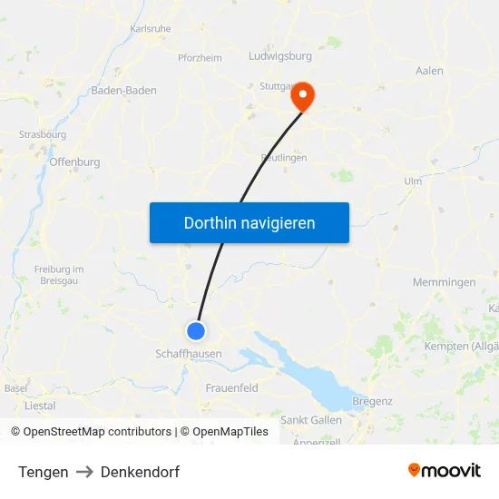 Tengen to Denkendorf map