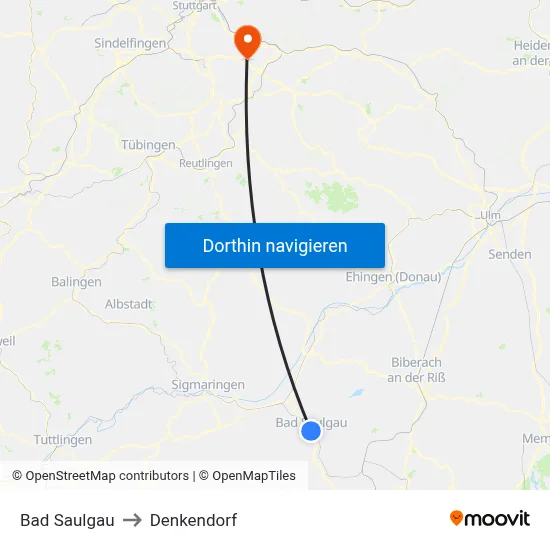 Bad Saulgau to Denkendorf map