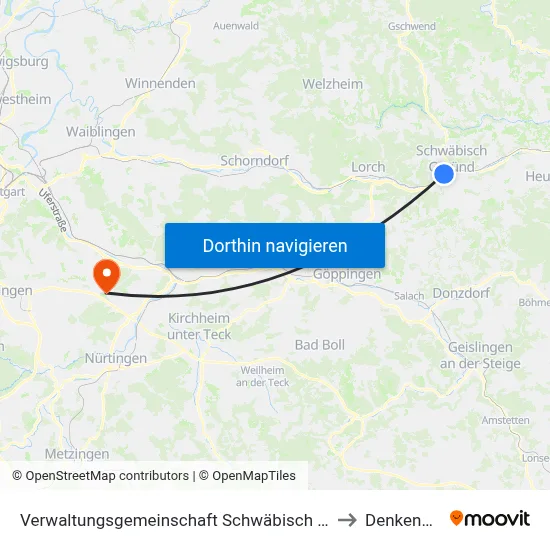 Verwaltungsgemeinschaft Schwäbisch Gmünd to Denkendorf map