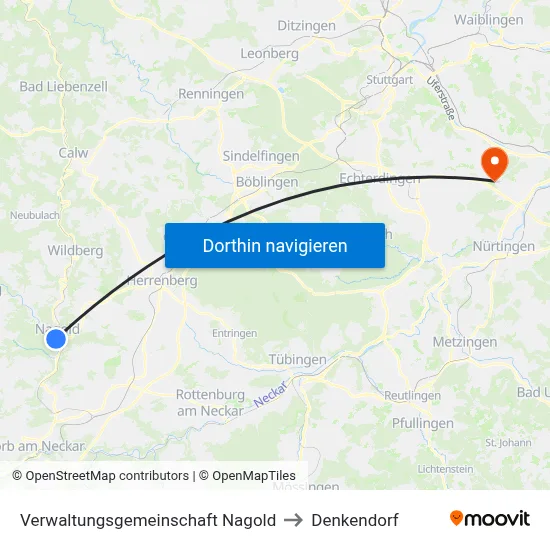 Verwaltungsgemeinschaft Nagold to Denkendorf map