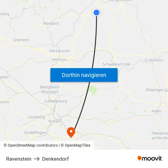 Ravenstein to Denkendorf map