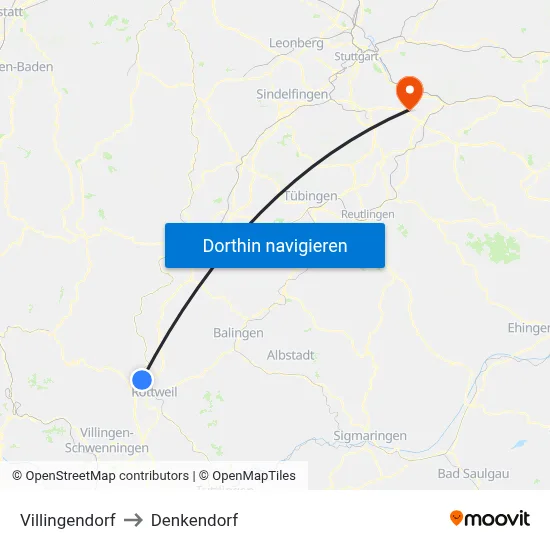 Villingendorf to Denkendorf map