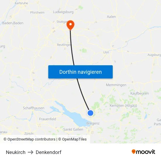 Neukirch to Denkendorf map