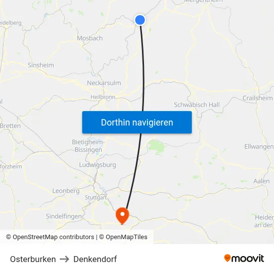 Osterburken to Denkendorf map