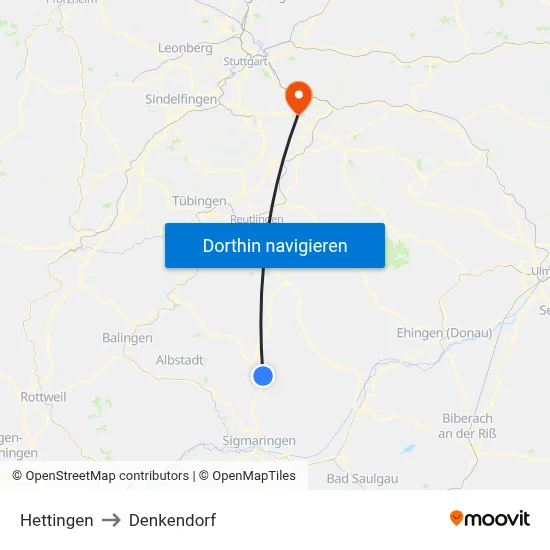 Hettingen to Denkendorf map