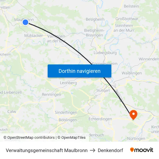Verwaltungsgemeinschaft Maulbronn to Denkendorf map