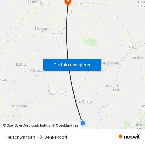 Fleischwangen to Denkendorf map