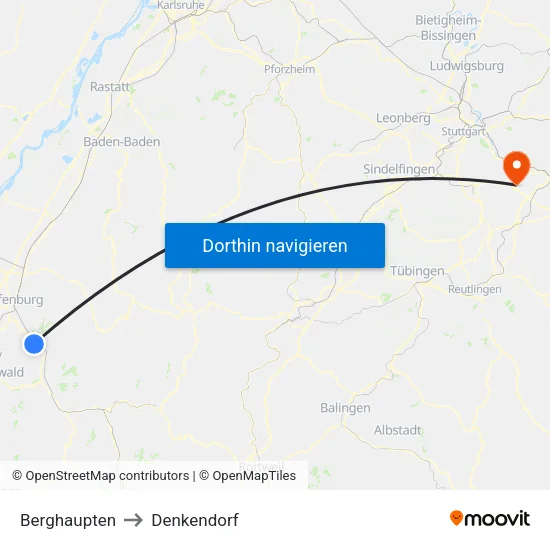 Berghaupten to Denkendorf map