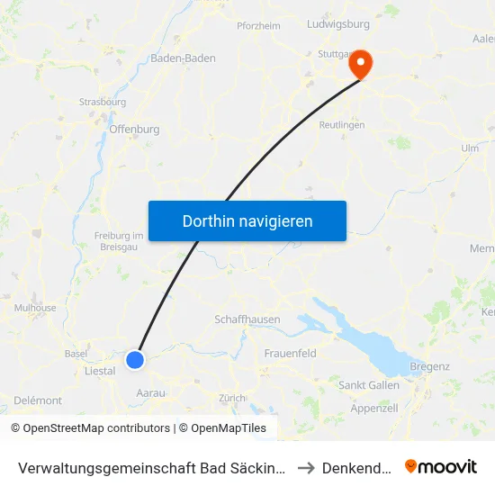 Verwaltungsgemeinschaft Bad Säckingen to Denkendorf map