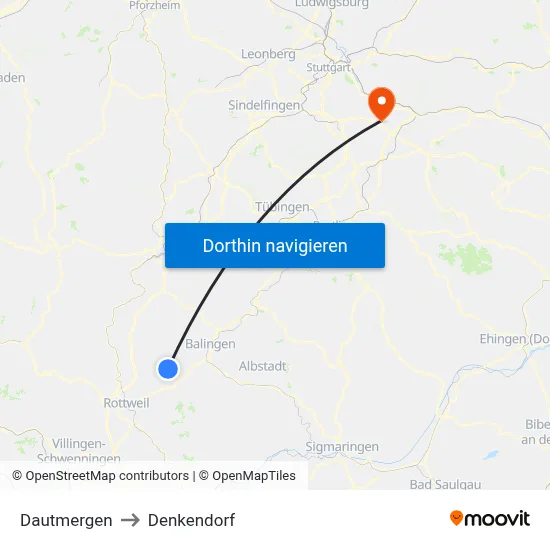 Dautmergen to Denkendorf map