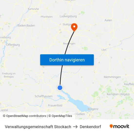 Verwaltungsgemeinschaft Stockach to Denkendorf map