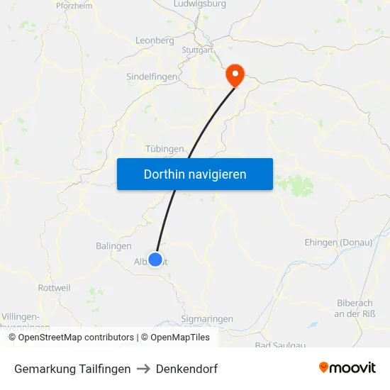 Gemarkung Tailfingen to Denkendorf map