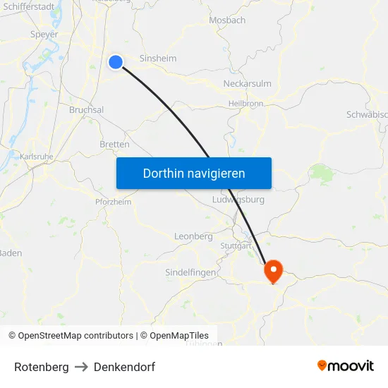 Rotenberg to Denkendorf map