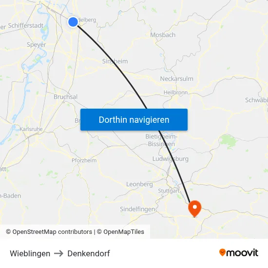 Wieblingen to Denkendorf map
