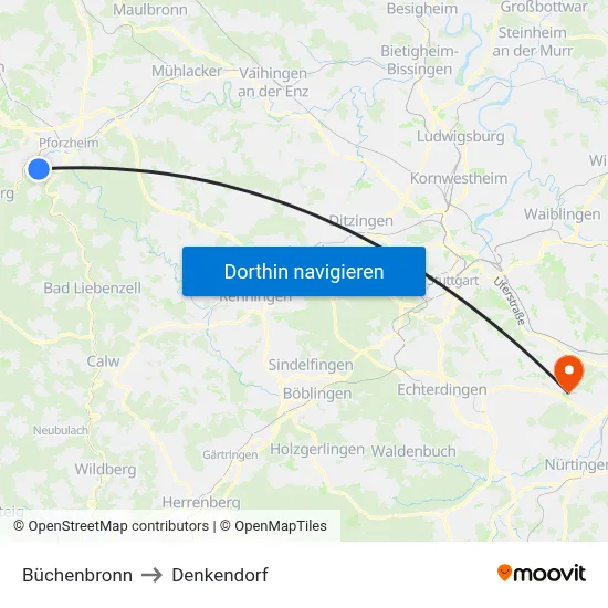 Büchenbronn to Denkendorf map
