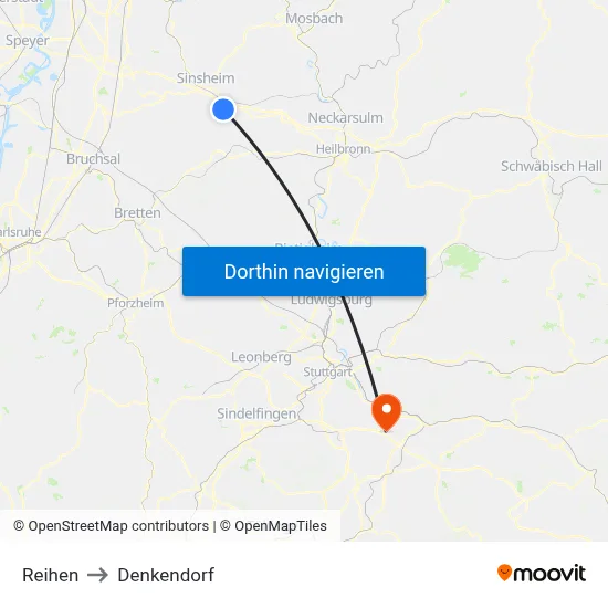 Reihen to Denkendorf map