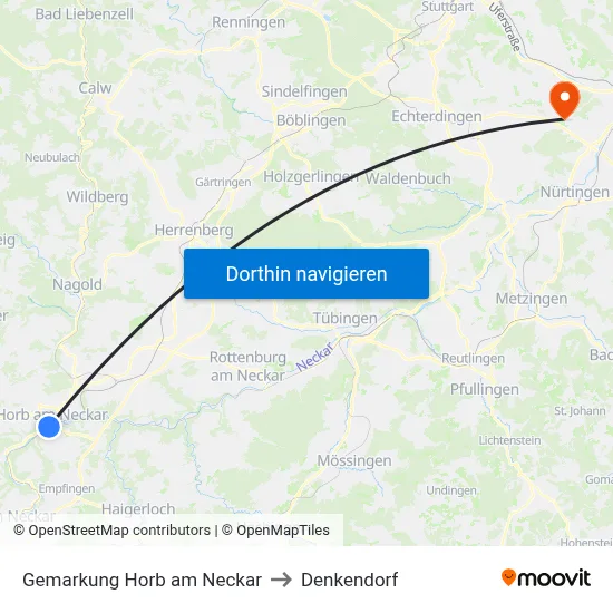 Gemarkung Horb am Neckar to Denkendorf map