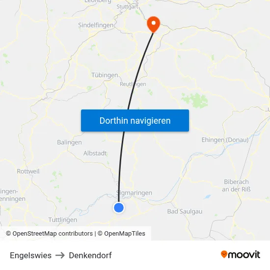 Engelswies to Denkendorf map