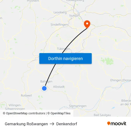 Gemarkung Roßwangen to Denkendorf map