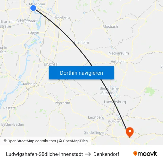 Ludwigshafen-Südliche-Innenstadt to Denkendorf map