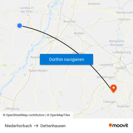 Niederhorbach to Dettenhausen map