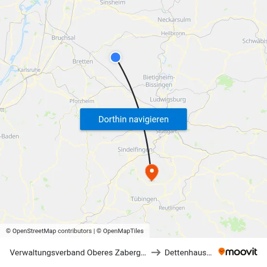 Verwaltungsverband Oberes Zabergäu to Dettenhausen map