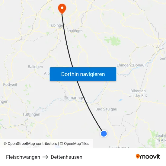 Fleischwangen to Dettenhausen map