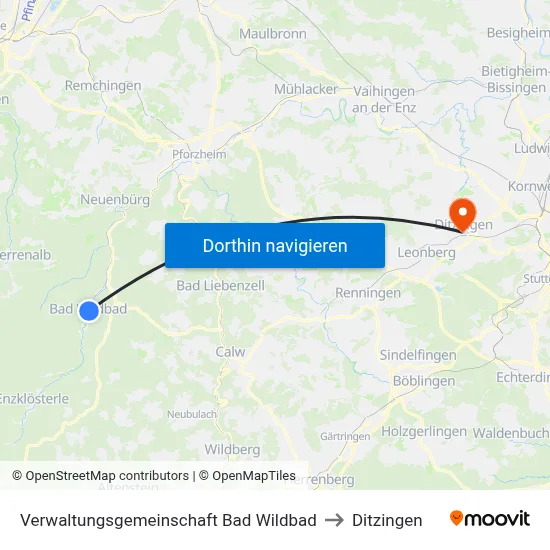 Verwaltungsgemeinschaft Bad Wildbad to Ditzingen map