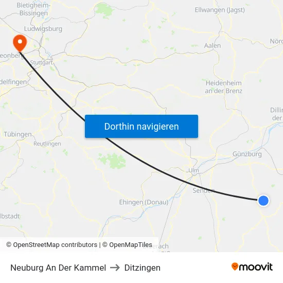 Neuburg An Der Kammel to Ditzingen map