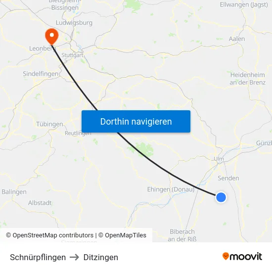 Schnürpflingen to Ditzingen map