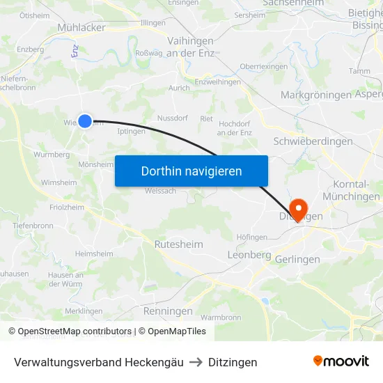 Verwaltungsverband Heckengäu to Ditzingen map