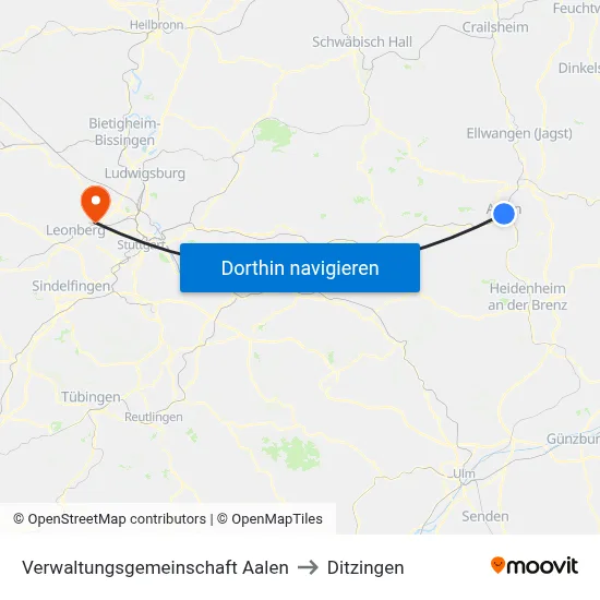 Verwaltungsgemeinschaft Aalen to Ditzingen map