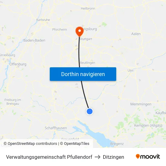 Verwaltungsgemeinschaft Pfullendorf to Ditzingen map