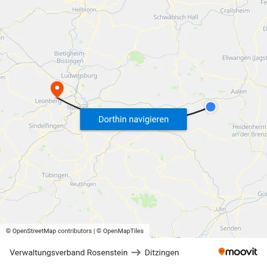 Verwaltungsverband Rosenstein to Ditzingen map