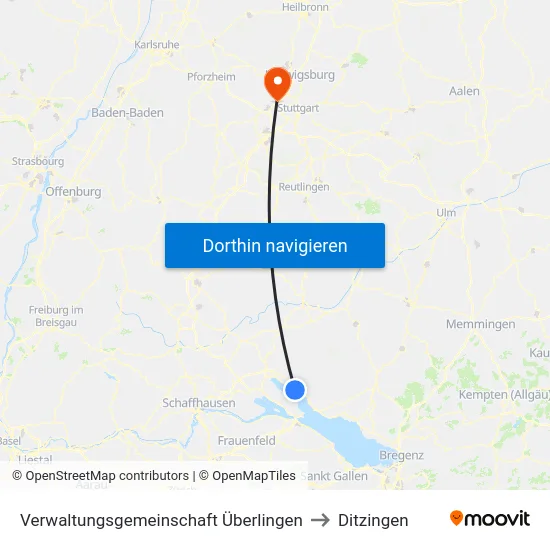 Verwaltungsgemeinschaft Überlingen to Ditzingen map