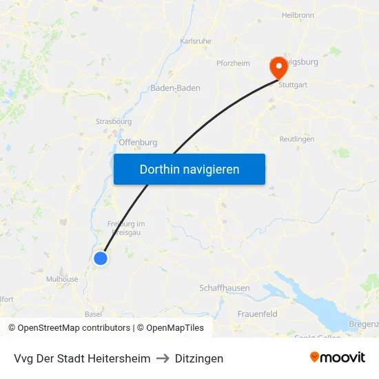 Vvg Der Stadt Heitersheim to Ditzingen map