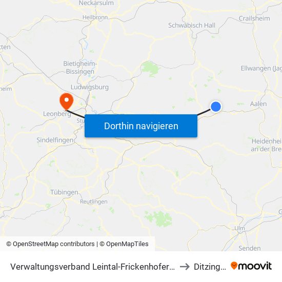 Verwaltungsverband Leintal-Frickenhofer Höhe to Ditzingen map