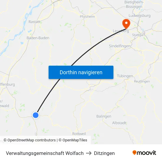 Verwaltungsgemeinschaft Wolfach to Ditzingen map