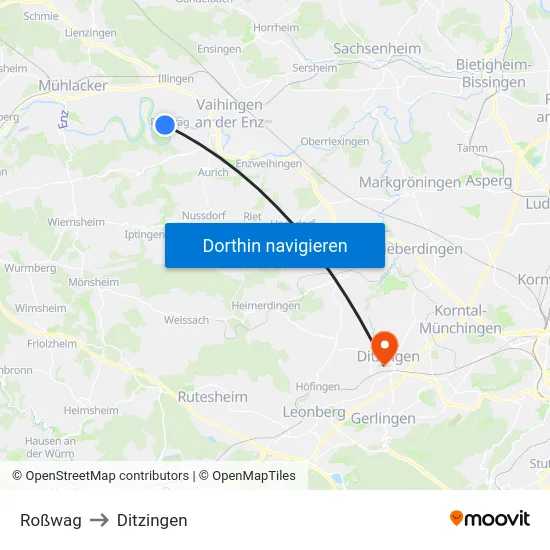 Roßwag to Ditzingen map