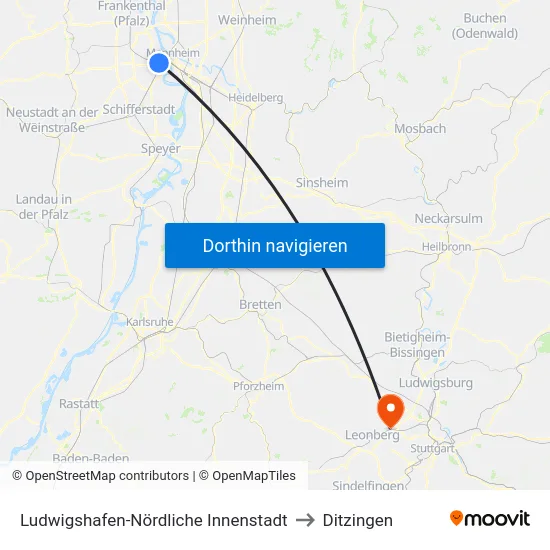 Ludwigshafen-Nördliche Innenstadt to Ditzingen map