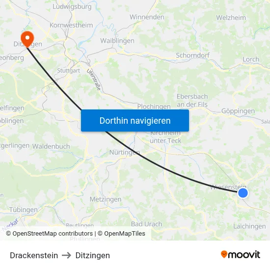 Drackenstein to Ditzingen map