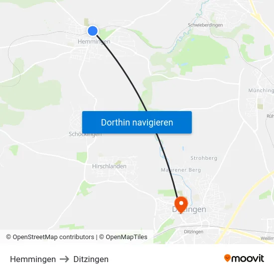 Hemmingen to Ditzingen map