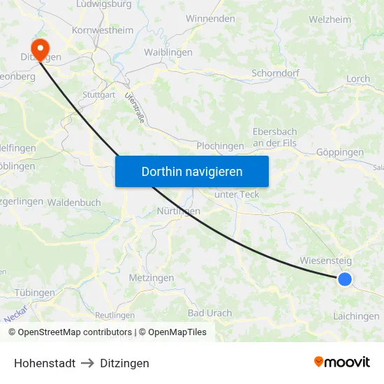 Hohenstadt to Ditzingen map